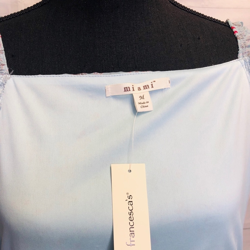 Francesca’s Blue Wrapped MIDI Dress - Picture 6 of 7
